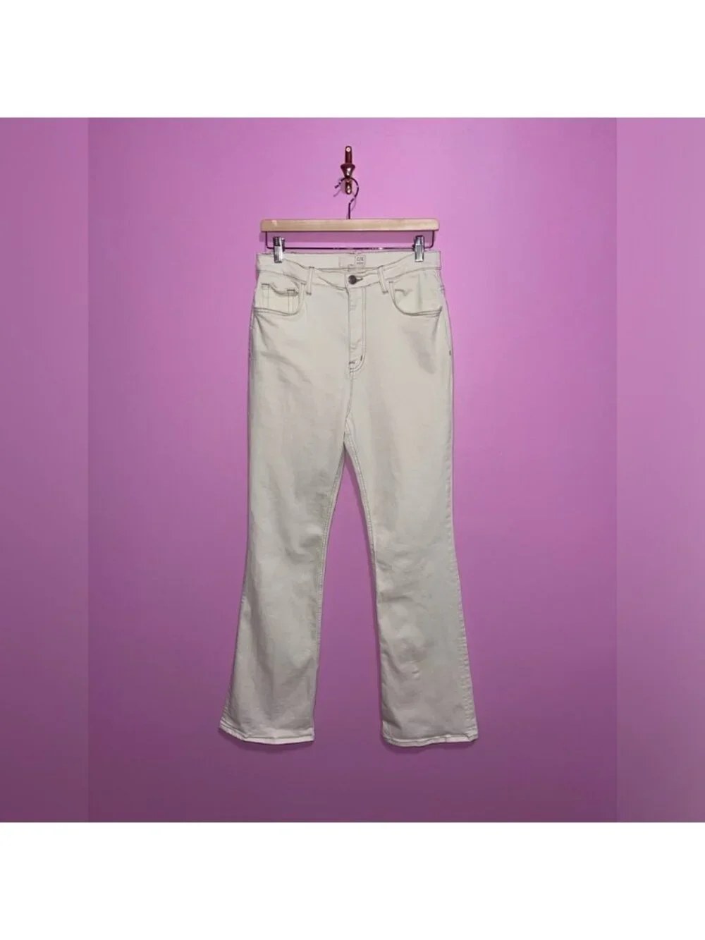 Current/Elliott Jeans Women’s Size 31 Off-White Denim Bootcut High Waisted - Picture 2 of 11